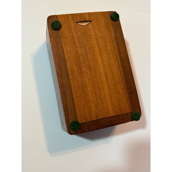 Vintage Hand-Carved Wooden Keepsake Box With Floral Design & Sliding Bottom Lid - Picture 3 of 8